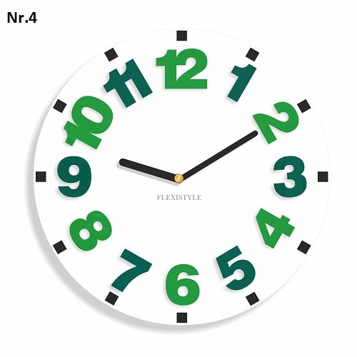 Dětské nástěnné hodiny s barevnými čísly Zelená