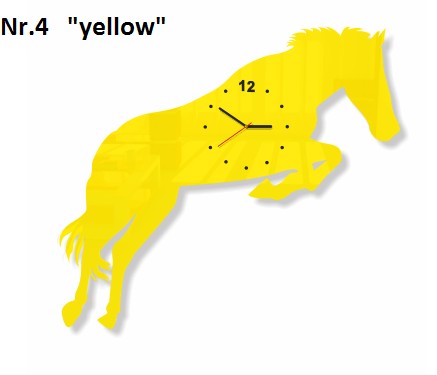Kůň nástěnné hodiny do obýváku Žlutá