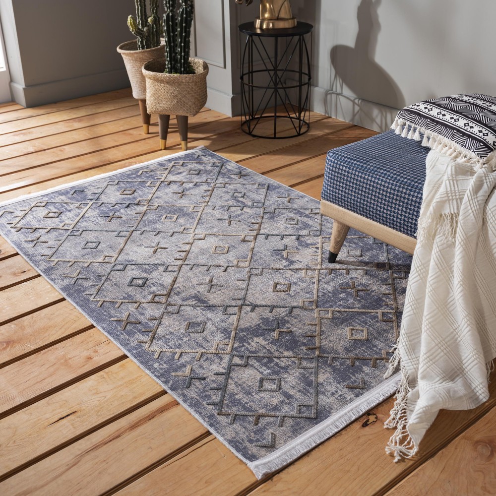 Modern szürke szőnyeg bojtokkal Skandináv stílusban Szélesség: 160 cm | Hossz: 230 cm