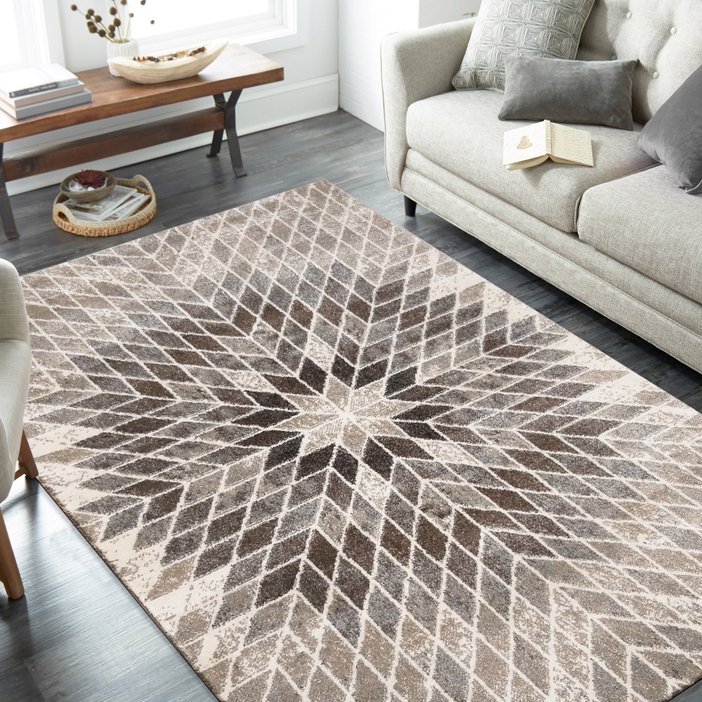 Modern dizájn bézs színű szőnyeg természetes motívumokkal Szélesség: 120 cm | Hossz: 170 cm