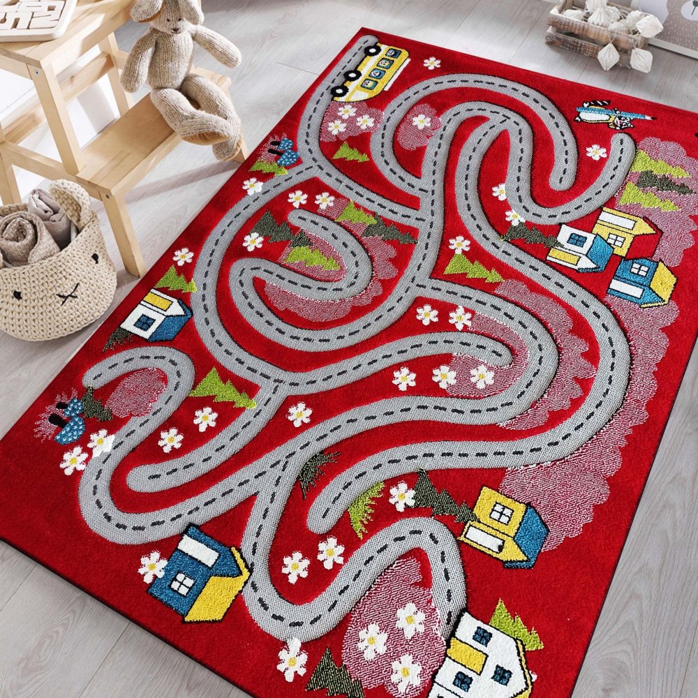 Smyslový dětský koberec červený Šírka: 200 cm | Dĺžka: 290 cm
