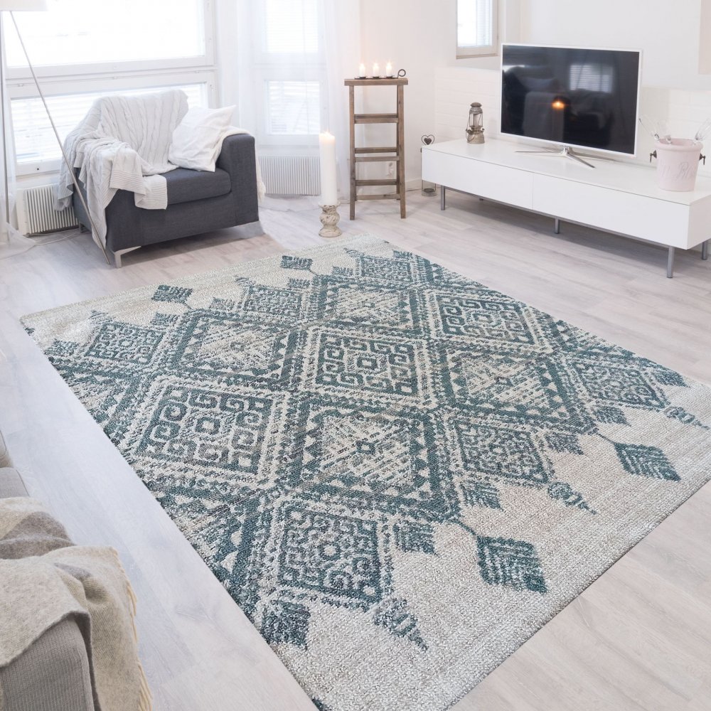 Skandinávský koberec s mátově zelenými vzory Šírka: 60 cm | Dĺžka: 100 cm