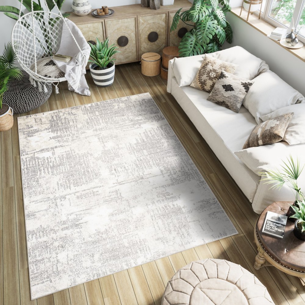 Krémový designový koberec se světle šedým vzorem Šířka: 140 cm | Délka: 200 cm