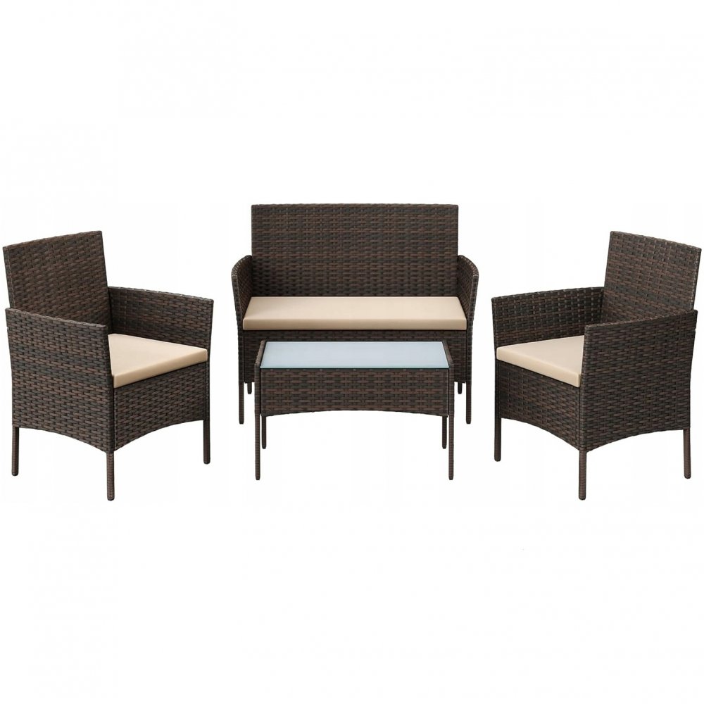 Set mobilier din ratan maro închis