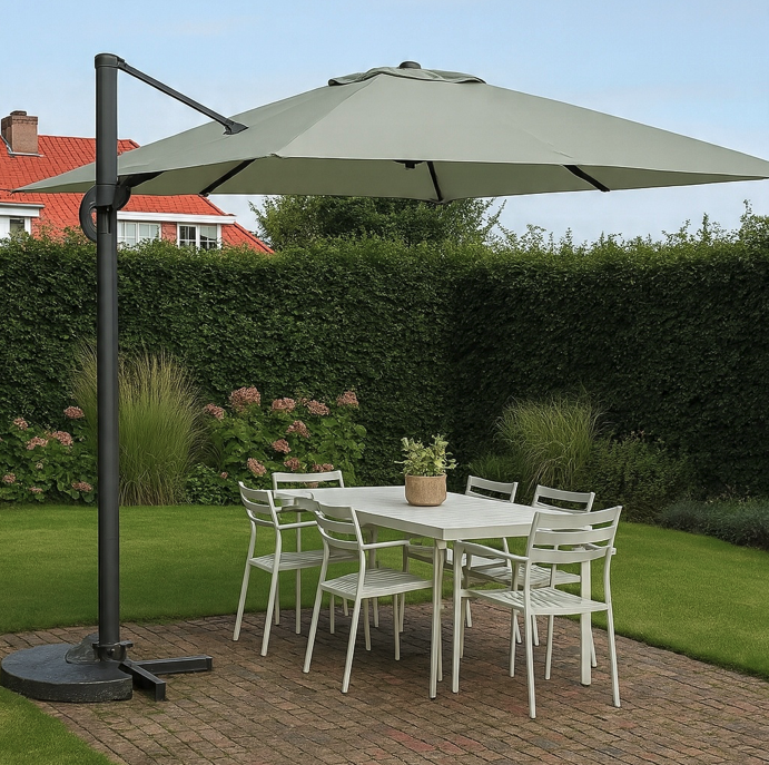 Parasol de grădină mare cu braț lateral ROMA 3 x 3 m - kaki