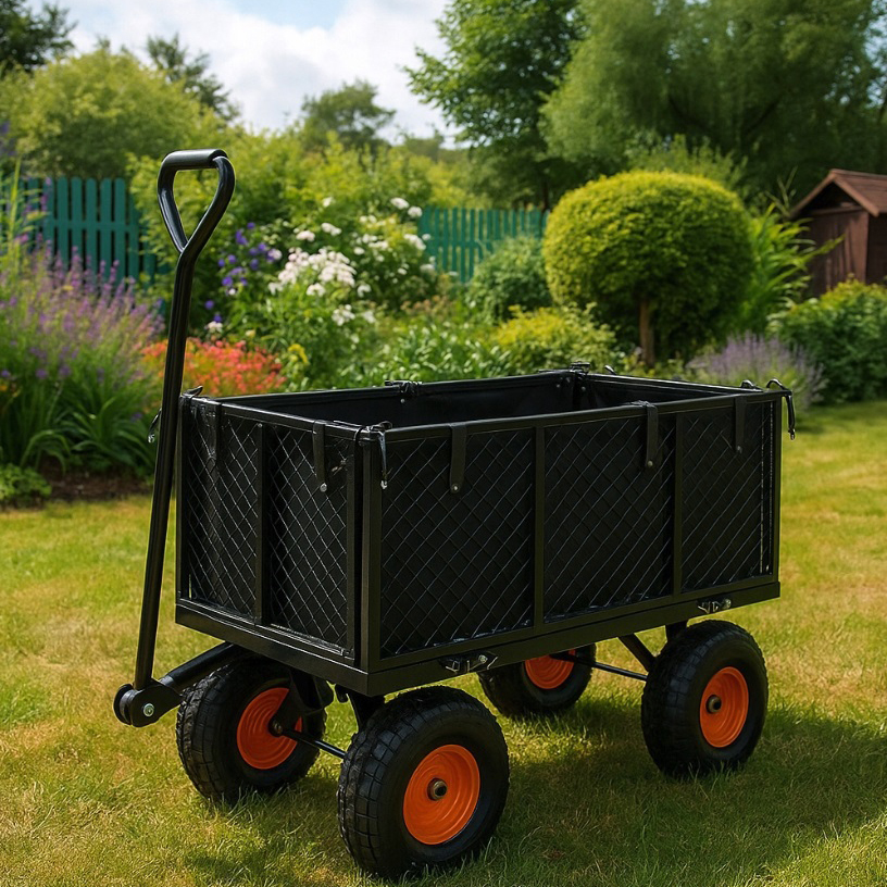 Cărucior de grădină pe roți gonflabile 220 l / 350 kg