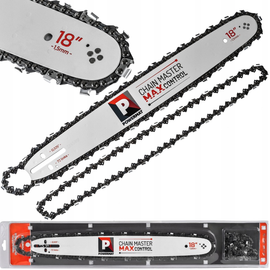 Lišta na benzínovú pílu 18"/45 cm + 2 reťaze - 0,325", 72 článkov, 1,5 mm
