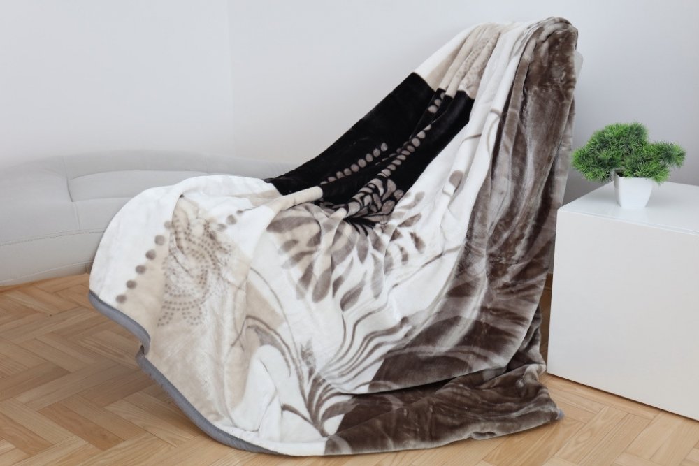Šedá deka se vzory Šířka: 160 cm | Délka: 210 cm