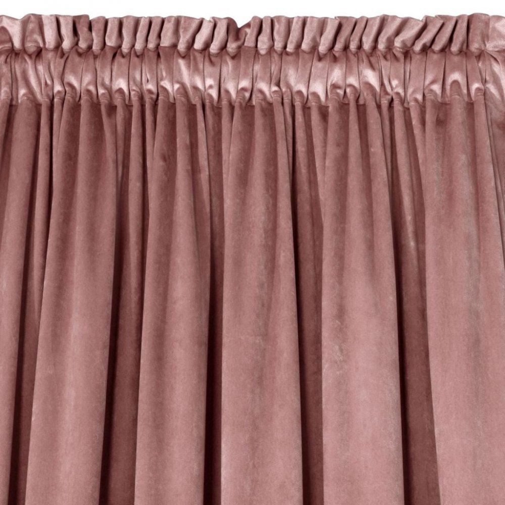 Draperie de o singură culoare din catifea roz, pe banda încreţită 140 x 270 cm