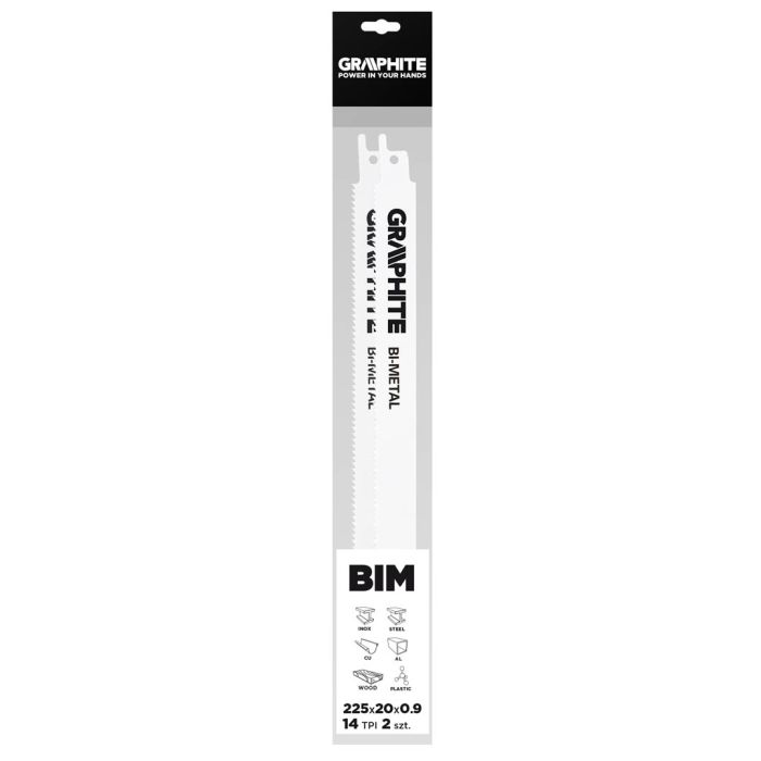 Lame de ferăstrău baionetă 225 x 20 x 0,9 mm, 10TPI, set de 2 57H947 GRAPHITE