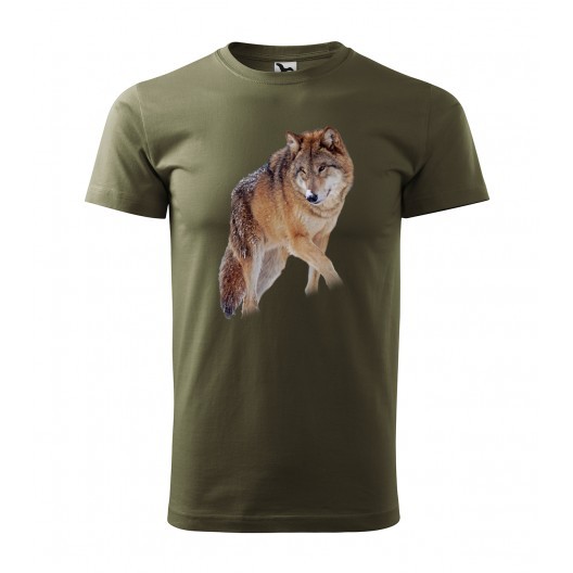 Bavlněné lovecké pánské tričko s kvalitním potiskem vlka Military XXL