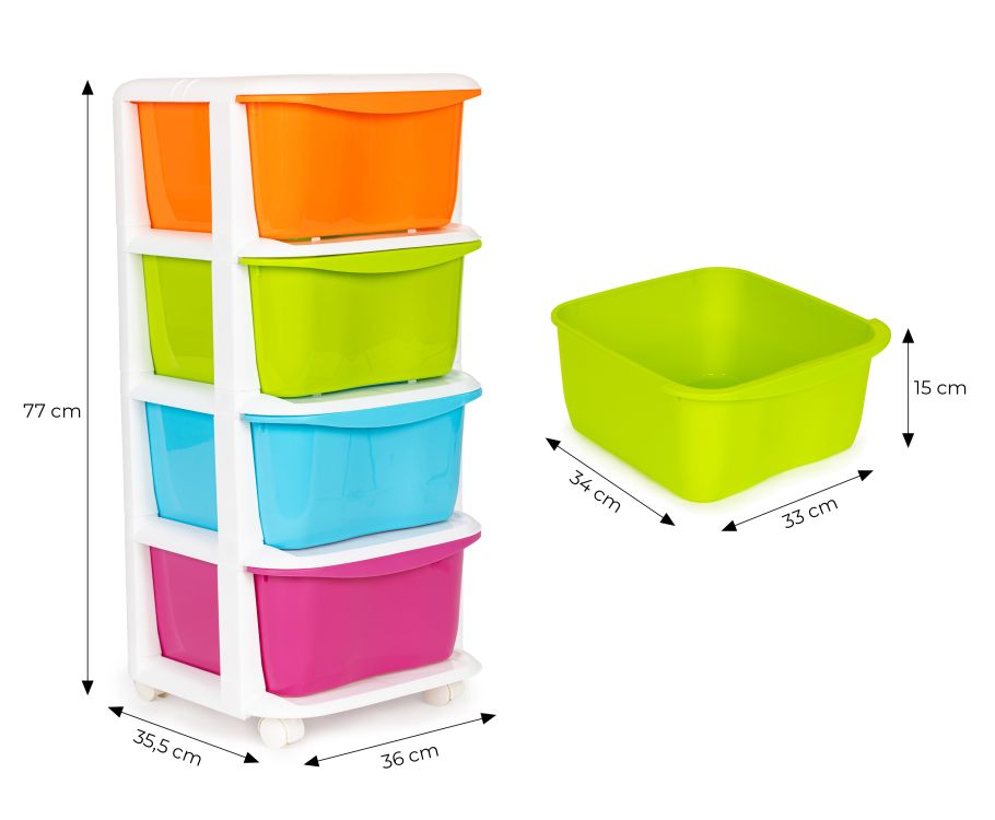 Organizator din plastic cu 4 sertare extensibile