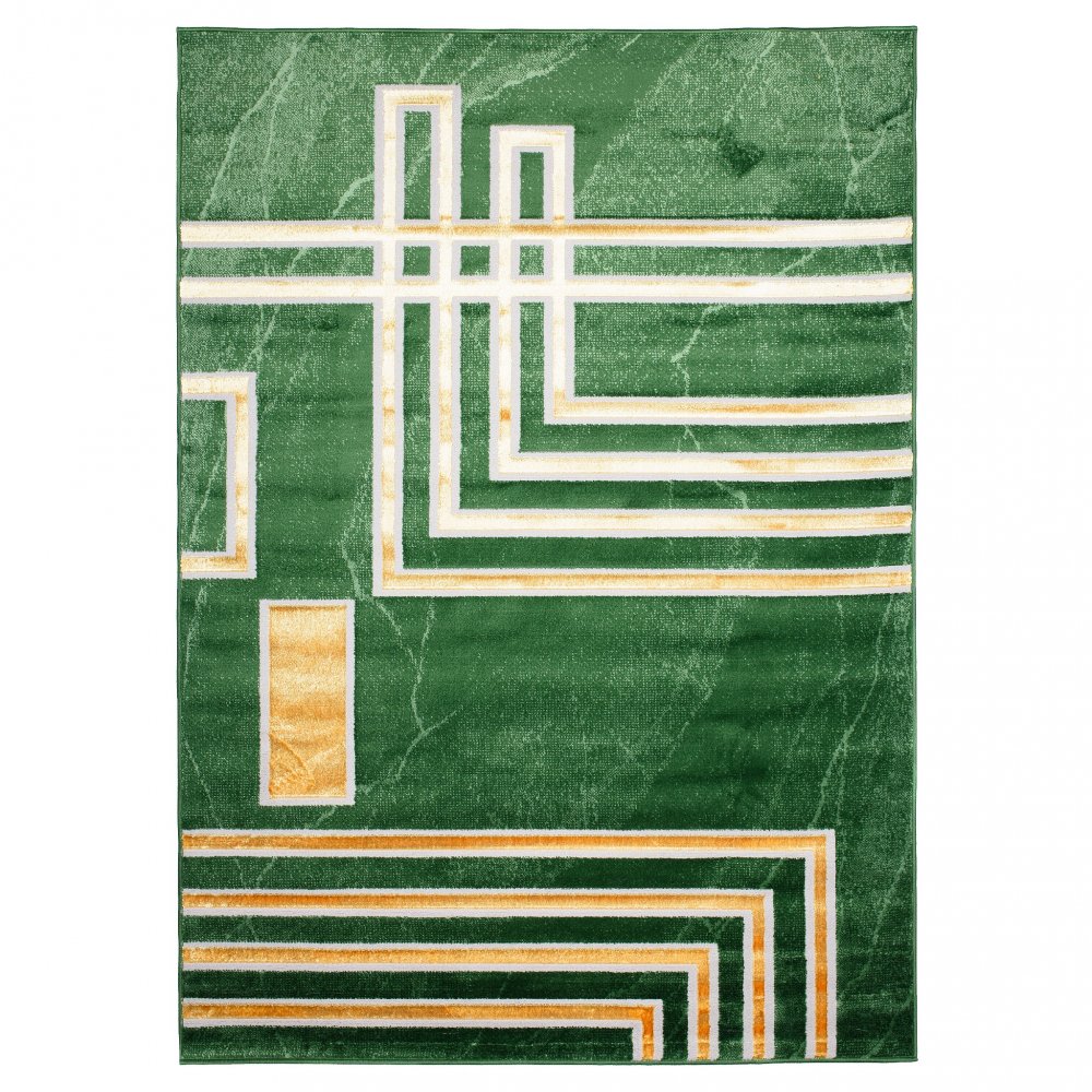 Covor verde modern cu model auriu Lăţime: 120 cm | Lungime: 170 cm