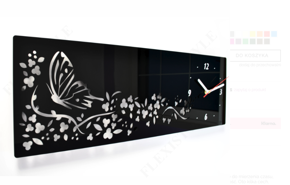 Ceas de perete dreptunghiular cu design modern Negru
