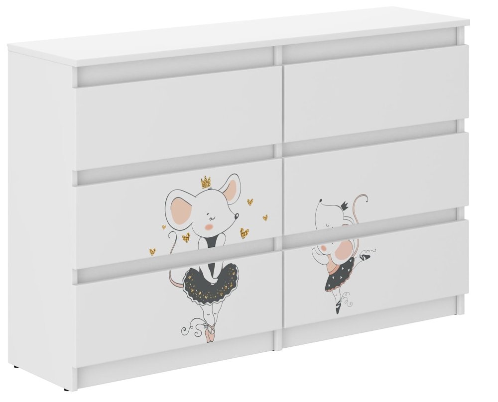 Comodă pentru copii cu motiv de șoricel 77x30x140 cm