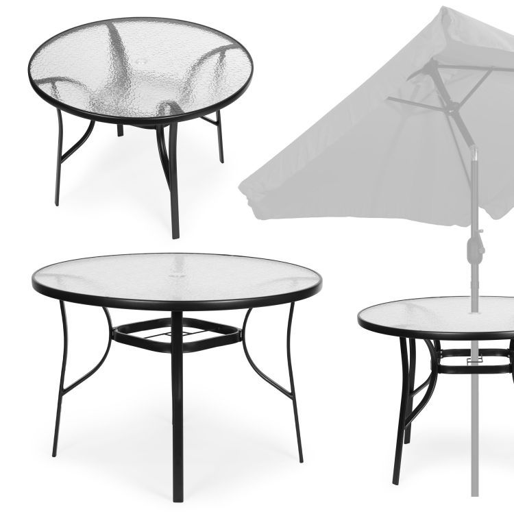 Okrúhlysklenenýzáhradnýstôl105cm 68594