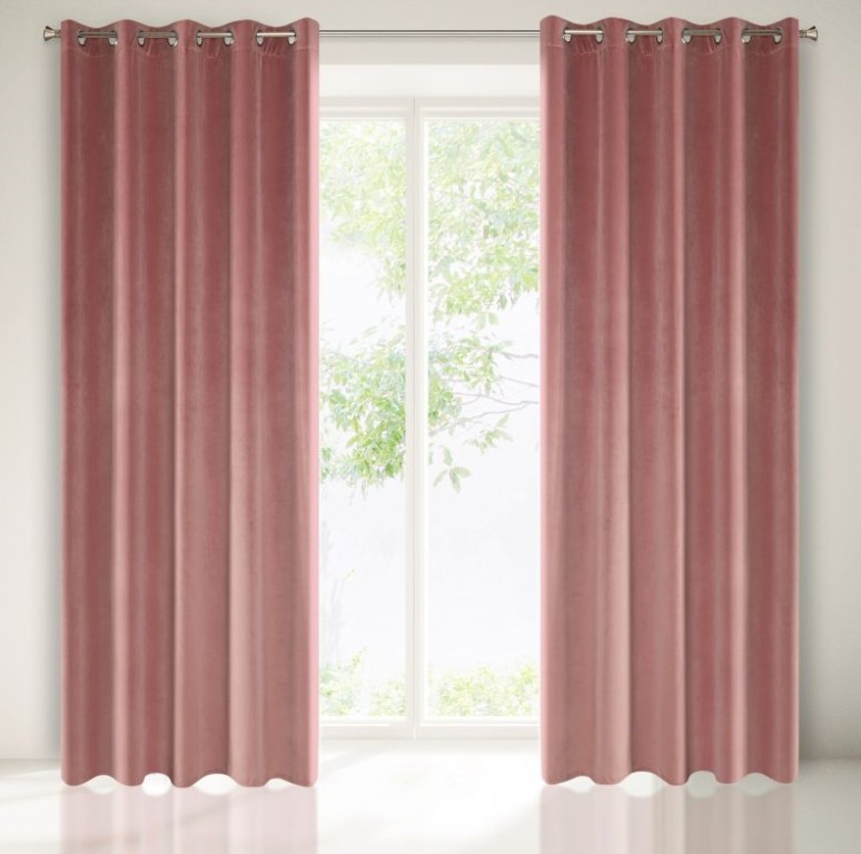 Tmavě růžový sametový závěs na okno 140 x 250 cm Délka: 250 cm