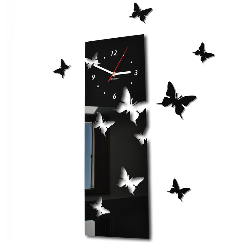Nástěnné nalepovací hodiny s motivem motýlů Vanilla-ecru