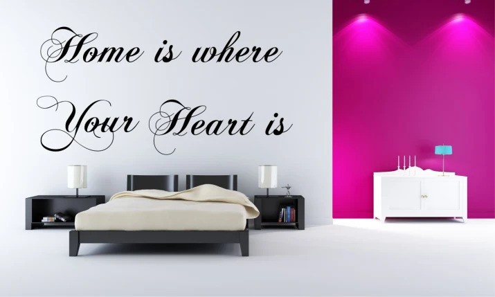 Nálepka na zeď nápis HOME IS WHERE YOUR HEART IS 60 x 120 cm