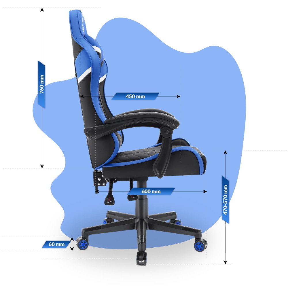 Scaun gaming pentru copii HC - 1004 negru și albastru