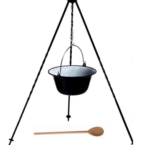 Závesnýsmaltovanýkotlík16L+trojnožka