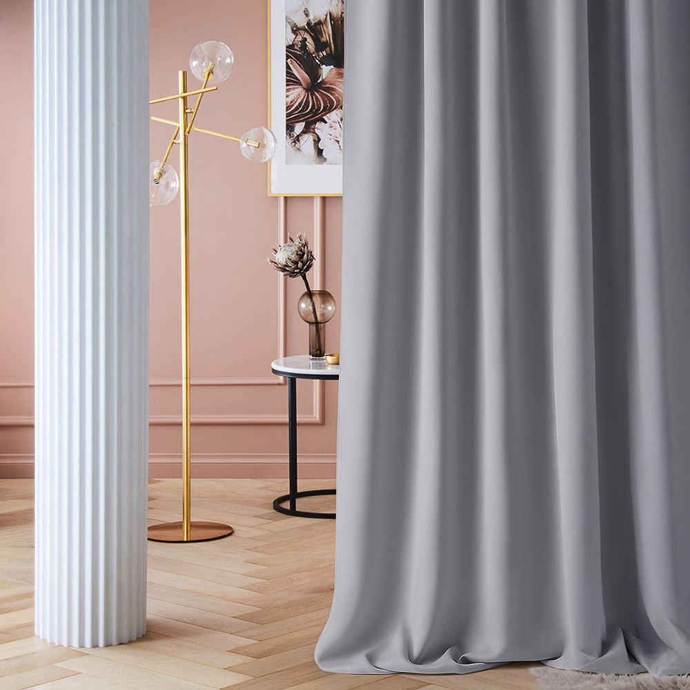 Draperie cu cercuri, de culoare gri 140 x 250 cm