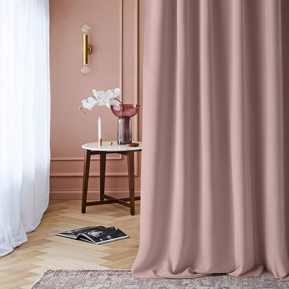 Draperie de culoare roz pudrat, cu rejansă 140 x 250 cm