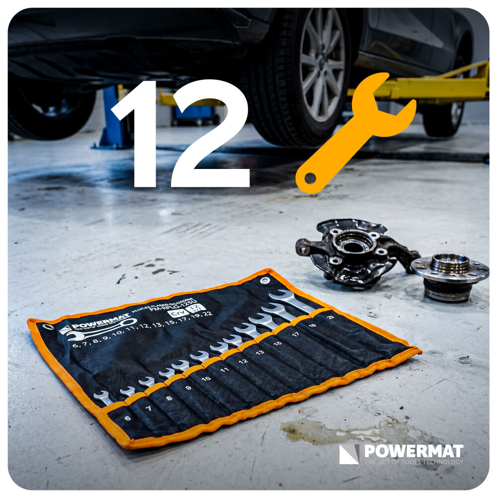 Set de 12 chei inelare 6–22 mm CrV în husă