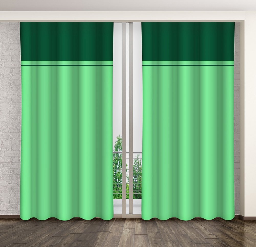 Zöld dekoratív sötétítő függöny ráncolószalaggal Hossz: 250 cm