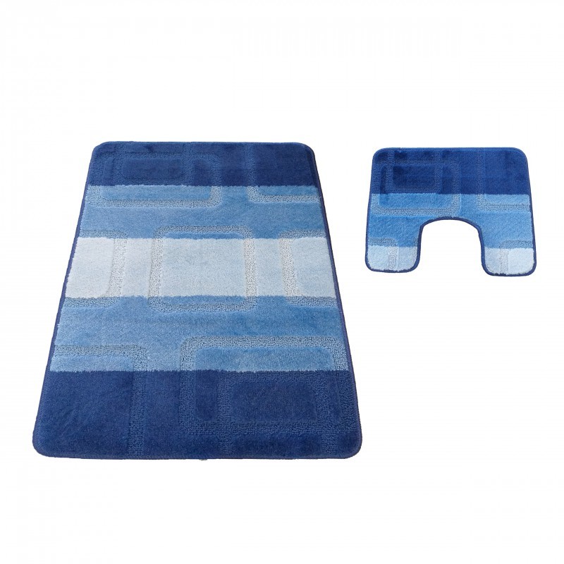 Modré protiskluzové koberečky do koupelny 50 cm x 80 cm + 40 cm x 50 cm