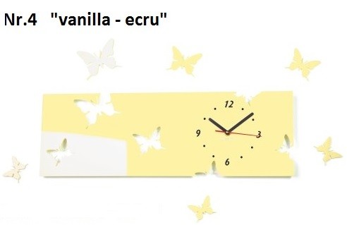 Ceas de perete cu fluturi din sticlă acrilică vanilie-ecru