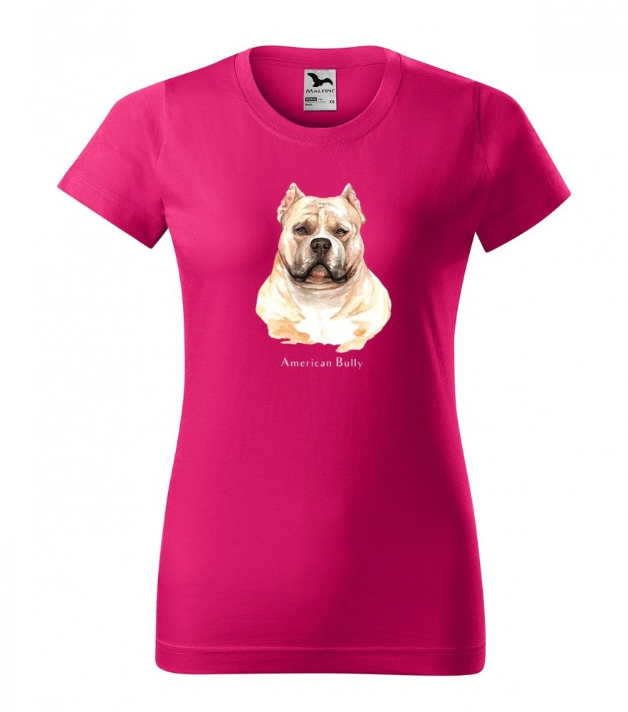 Dámské tričko s originálním potiskem pro majitele pejska american bully Ružová XS