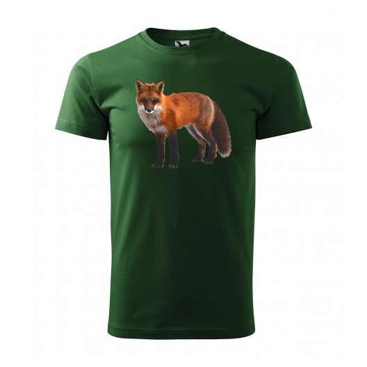 Lovecké pánské bavlněné tričko s originálním potiskem lišky M Zelená