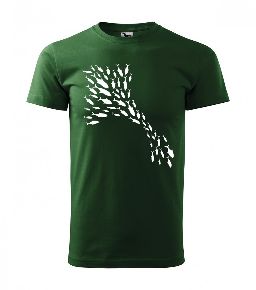 Pánske tričko pre rybárov s potlačou rýb Zelená XL