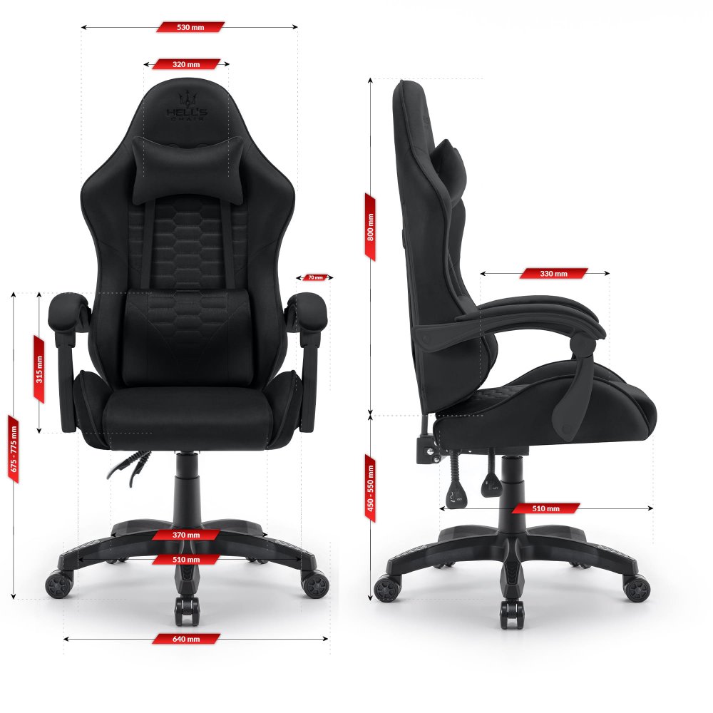 Scaun de gaming HC-1000, negru