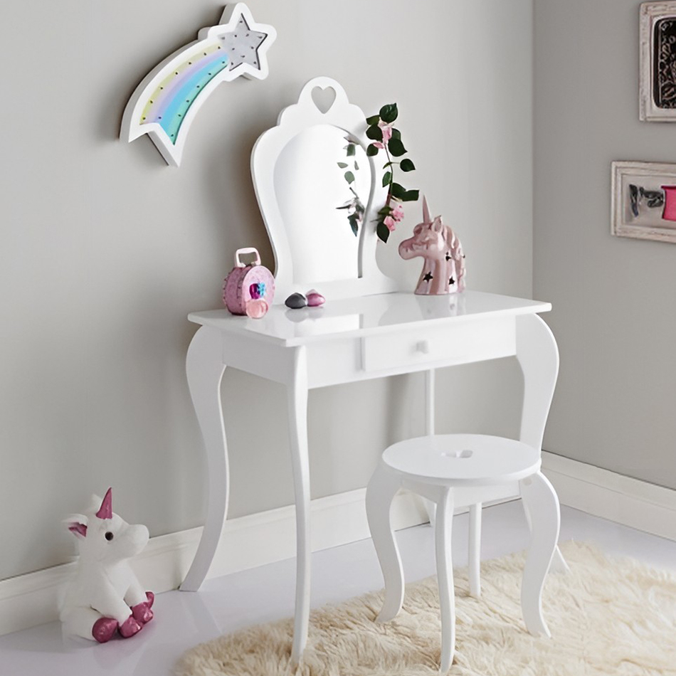 Măsuţă de toaletă modernă pentru copii, în alb