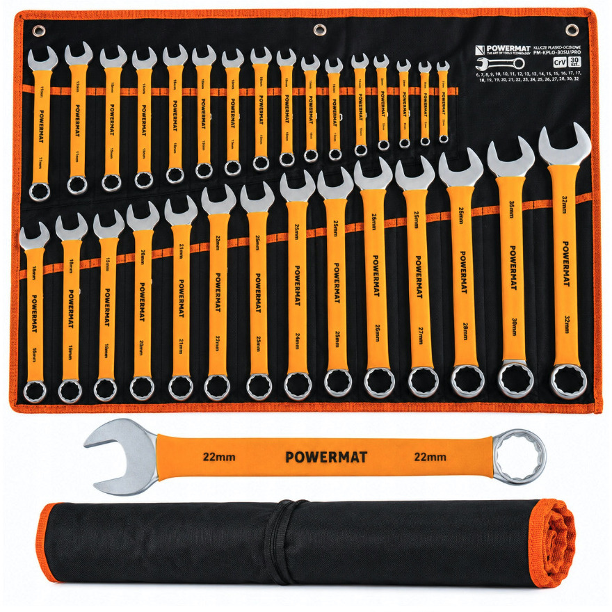 Set de 30 de chei cu ochi 6-32 mm cu mânere cauciucate și cutie