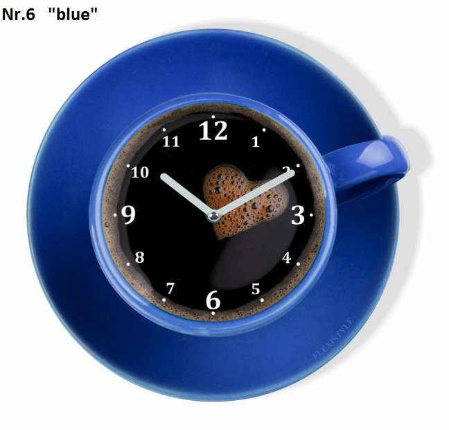 Kuchyňské hodiny ve tvaru šálku kávy Modrá