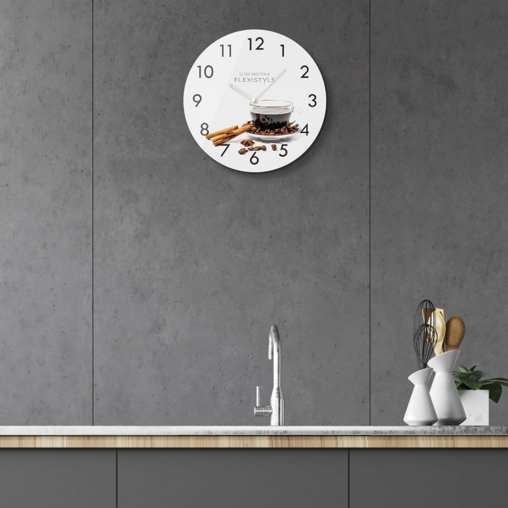 Ceas de bucatarie cu motiv cafea, 30 cm