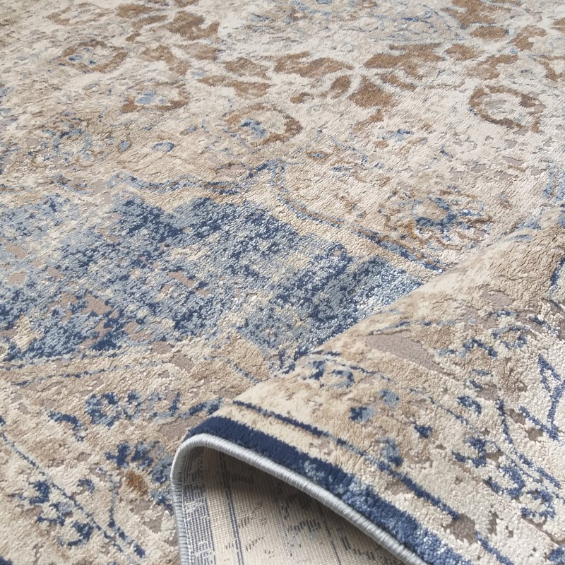Covor vintage bej albastru cu model Lăţime: 200 cm | Lungime: 290 cm