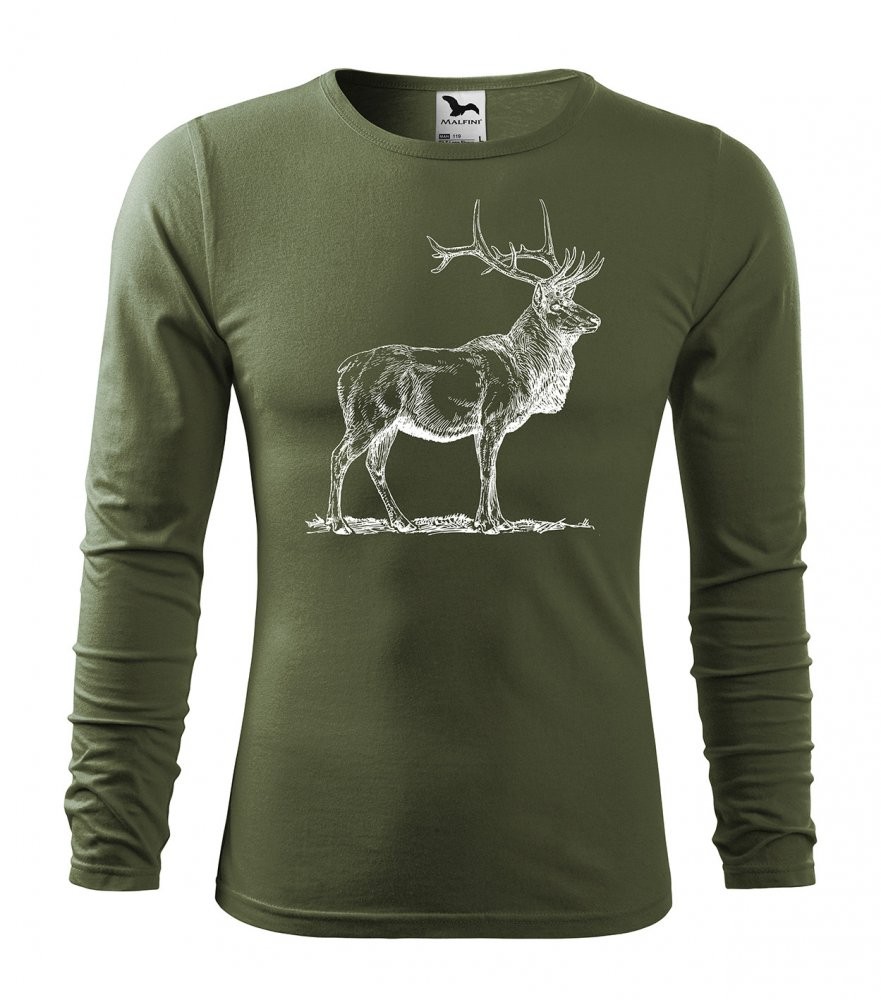 Pánske poľovnícke tričko s potlačou XL Military