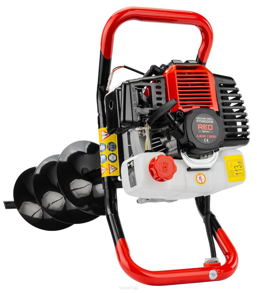 Benzínový zemný vrták + 3x vrtáky RED TECHNIC