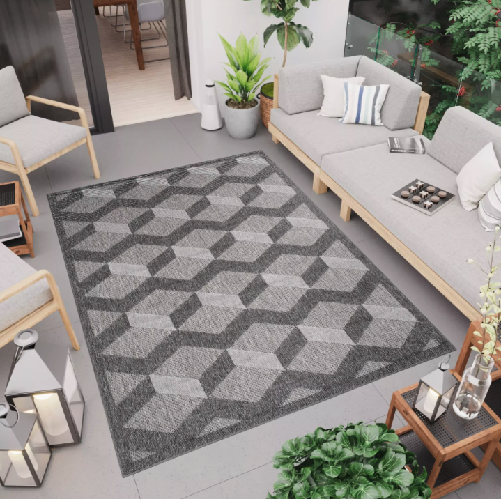 Covor gri elegant cu efect 3D CANSAS Lăţime: 120 cm | Lungime: 170 cm
