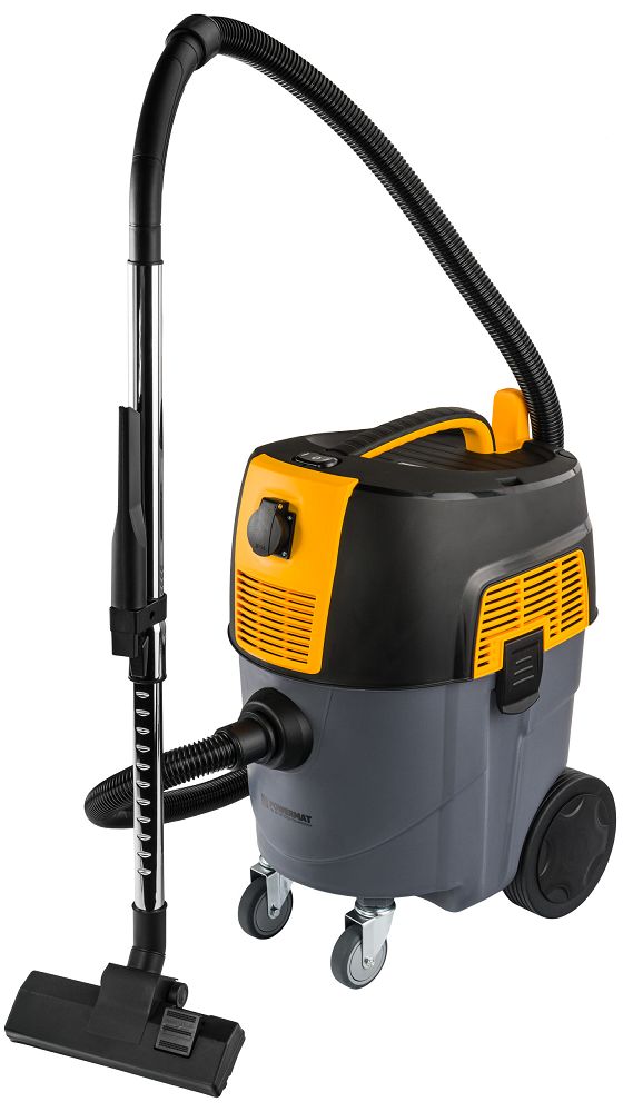 Priemyselný vysávač 1600 W bezvreckový 30 l s HEPA filtrom a zásuvkou na náradie Powermat PM-OD-1600T-PRO