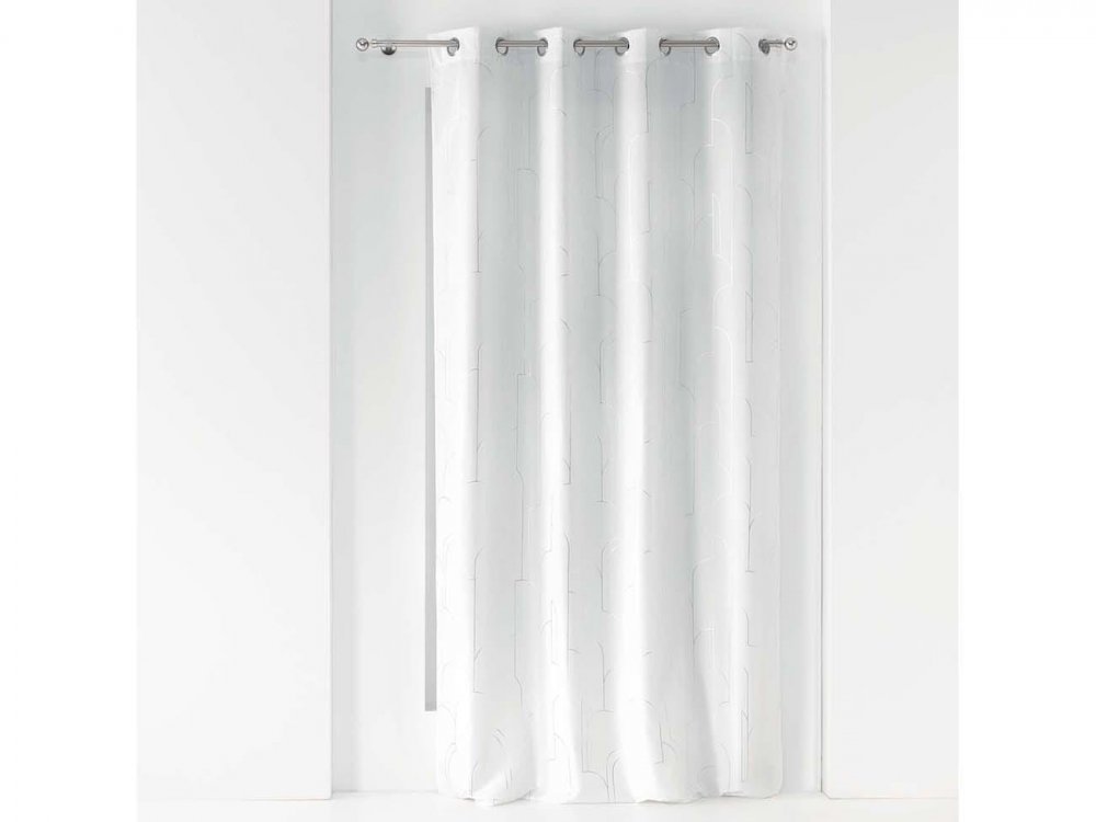 Krásný jemný bílý závěs se stříbrným vzorem 140 x 260 cm