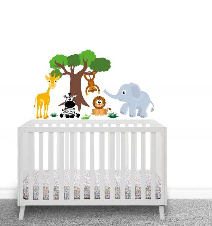 Autocolant de perete frumos cu animale adorabile 100 x 59 cm