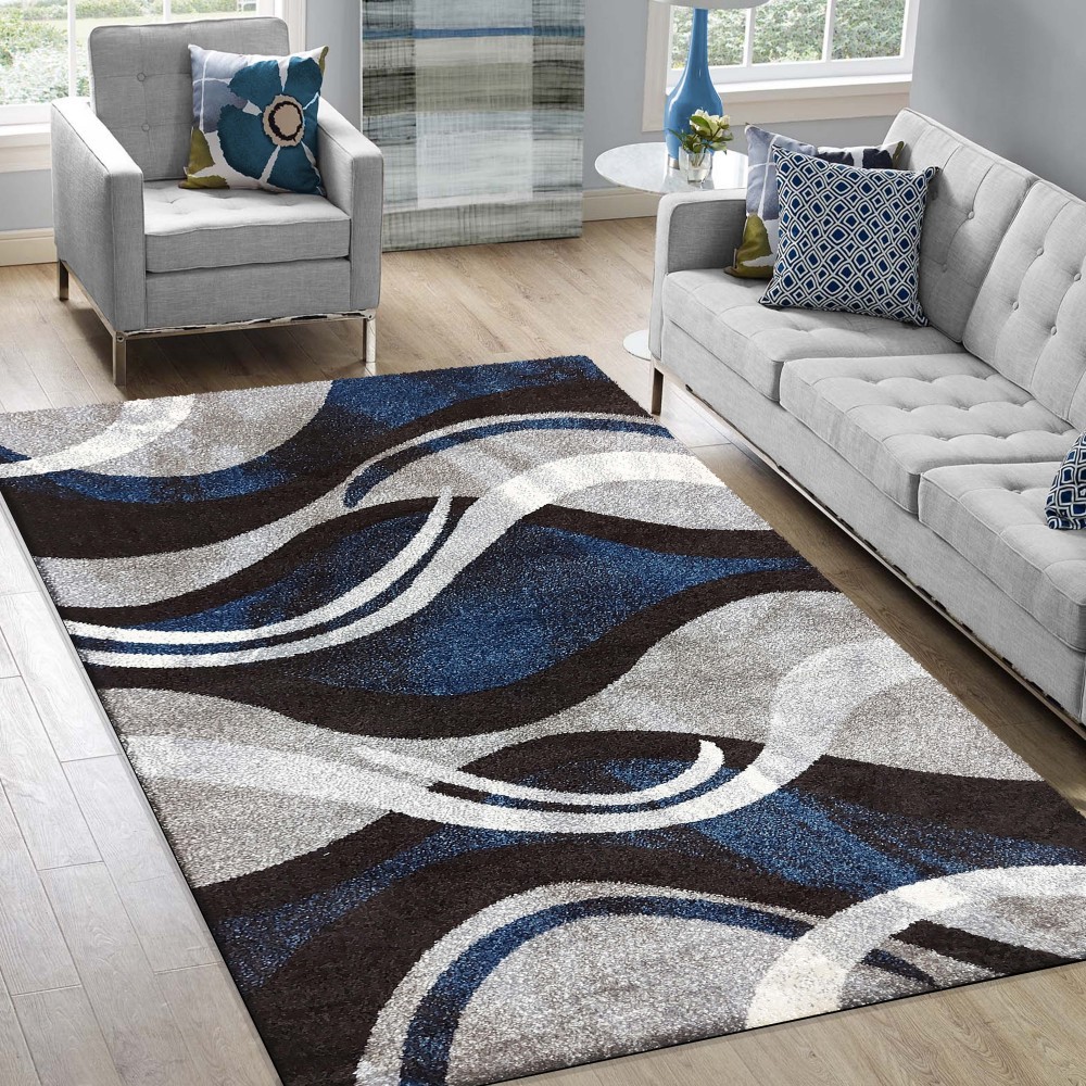 Originální koberec s abstraktním vzorem v modrošedé barvě Šířka: 80 cm | Délka: 150 cm