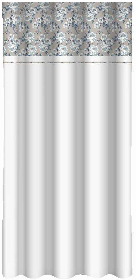 Draperie decorativă albă cu imprimare de flori albastre Lățime: 160 cm | Lungime: 250 cm