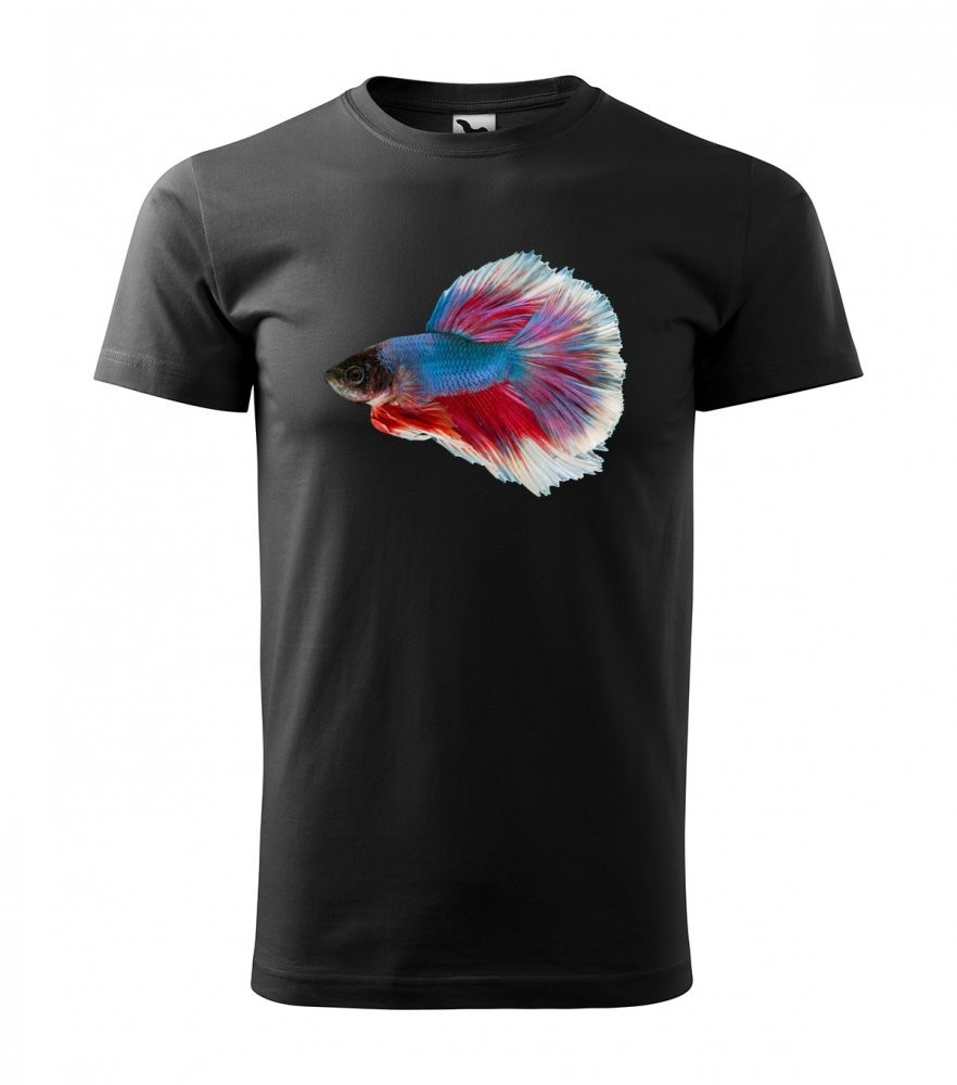 Krásne tričko pre akvaristov s potlačou rybky bojovnice Černá XS