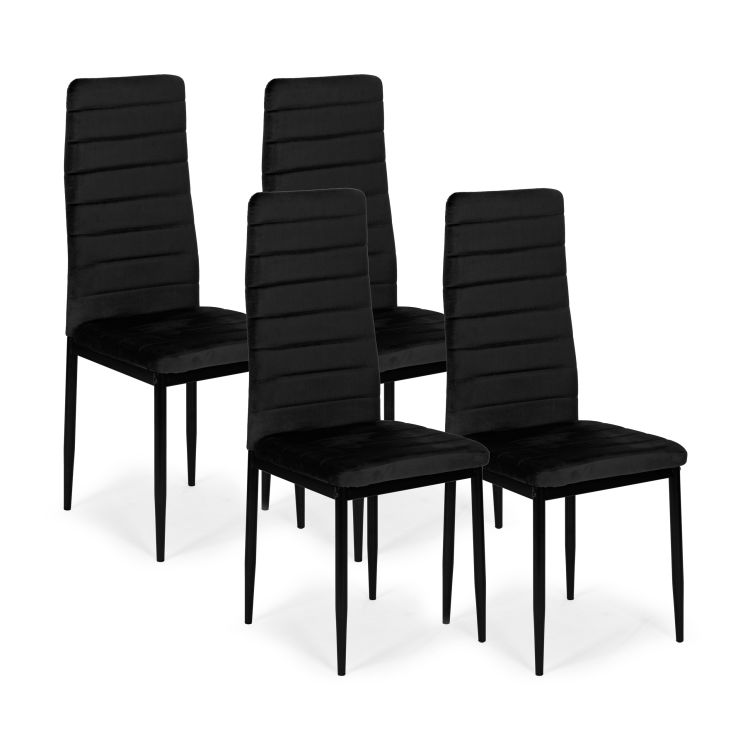 Set de 4 scaune elegante din catifea neagră